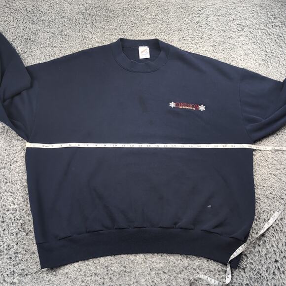 Vintage Oregon Sweatshirt Adult 2XL XXL Blue Embroidered Destination Crew Neck - Picture 3 of 6